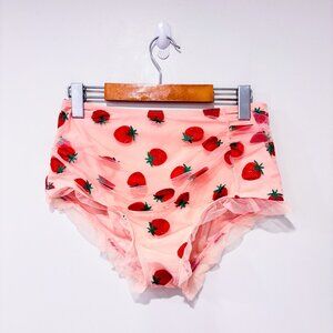 RETRO STAGE Pink strawberry tulle bikini bottom | Retro swim | Small